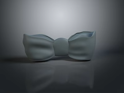 Gray Butterfly Shaped Decoration On Dark Reflective Surface With Smooth Finish 3d model