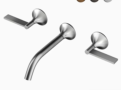 Modern Stainless Steel Faucet Design With Curved Spout And Lever Handles 3d model