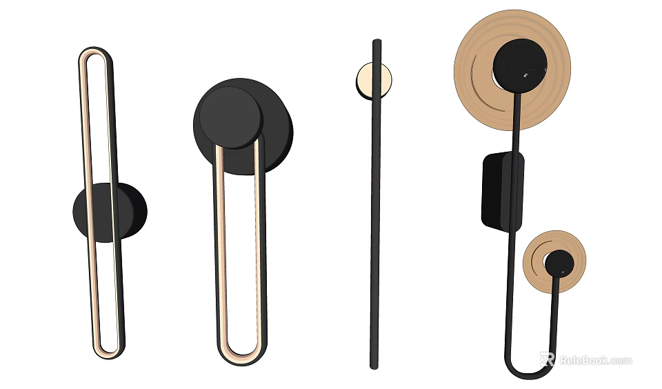 Modern Wall Lamps with Sleek Designs Black and Gold Finishes for Home Decor 3d model 