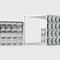 Two Modern Metal Shelving Units With Circular Hole Design For Home Storage