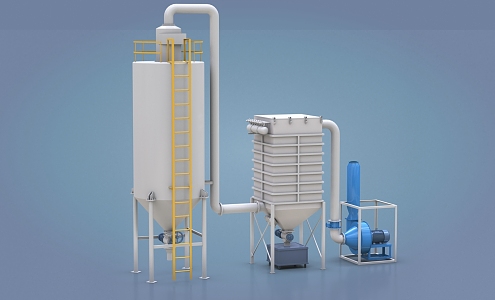 Dust collector storage bin fan equipment industrial dust collector 3d model