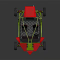Off Road Go Kart Featuring Green Frame Red Body Black Seats And Wheels