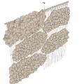 Handcrafted White Wool Ball Macramé Wall Hanging with Irregular Shapes 3d model