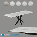 Modern Dining Table With Marble Top And Black Cross Leg Base