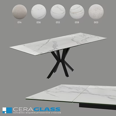 Modern Dining Table With Marble Top And Black Cross Leg Base 3d model