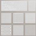 Perforated Metal Components With Circular Star And Grid Hole Patterns 3d model