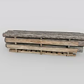 Natural Wooden Logs Stacked On Rustic Wooden Rack For Storage And