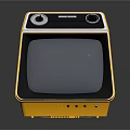 Vintage Television Yellow And White With Black Screen And Control Knobs Classic Design