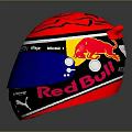 Aston Martin Racing Helmet With Red Design Blue Visor And Puma Exact Logos