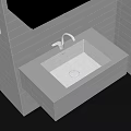 Modern Bathroom Washbasin with White Tiled Wall Silver Faucet and Dark Floor Tiles