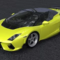 Yellow Convertible Sports Car With Sleek Body Black Roof And Silver Wheels