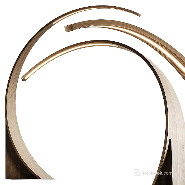 Modern Curved Gold Floor Lamp With Arched Metal Structure For Living Room Decor 3d model 