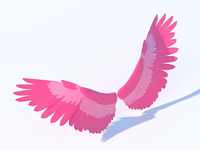 Pink And White Wing Shaped Ornament Decoration Set For Home Decor 3d model