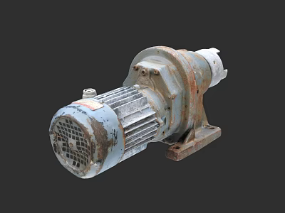 Old Rusty Industrial Gearmotor Equipment With Metal Base And Mechanical Parts 3d model