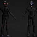 Man in Dark Tactical Suit With Red Light Helmet And Cross Symbol Design