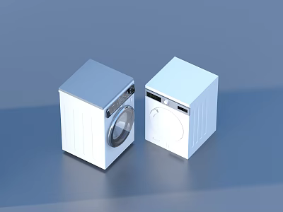 Modern Washing Machines With Sleek Front Load Design And White Silver Exteriors 3d model