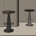 Sleek Modern Round Leather Bar Stools With Polished Metal Base And Footrest For Home Kitchen