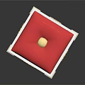 Stylish Sofa Stool With Red Cushion White Body And Golden Shell Decorations