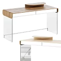 Modern Minimalist Dressing Table With Wooden Top And Transparent Acrylic Supports