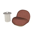 Pink Lounge Chair With White Round Side Table And Cup On Marble Floor