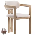 Modern Wooden Single Chair With Upholstered Seat Backrest And Armrest