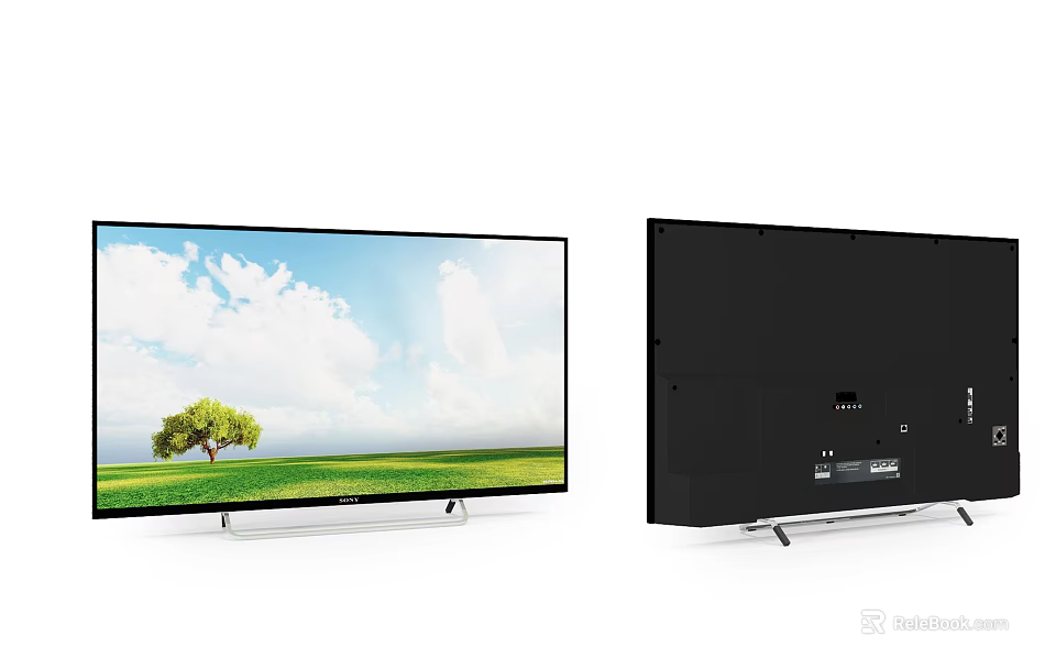 Modern LED Television Front Back View With Scenic Screen Display And Rear Ports 3d model 