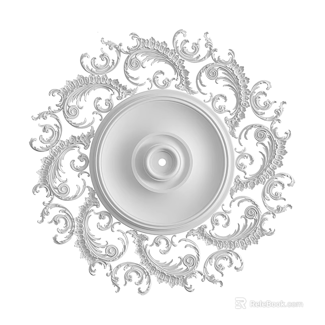 Ornate Ceiling Medallion With Intricate Scroll Design For Decorative Lighting Fixture 3d model