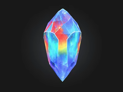 Stunning Colorful Polygonal Crystal Stone With Iridescent Hues On Black Background 3d model