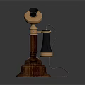 Vintage Telephone With Wooden Base Brass Accents And Black Wired Handset