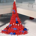 Large Scale Red And Blue Floral Art Installation At Building Entrance Grand Opening
