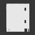 Functional Modern White Electrical Cabinet With Brown Countertop And Bottom Ventilation