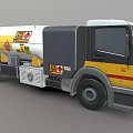 Fuel Tanker Truck Tollen Yellow White Red Stripes With Fire Zone Safety Sign