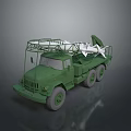 Army Green Military Tank With Missile Launcher System On Top Structure