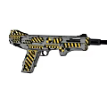 Modern Tactical Weapon Gun With Yellow And Black Striped Pattern Design 3d model