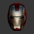 Red And Gold Iron Man Helmet With Shiny Metallic Finish On Dark Background