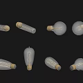 Vintage Light Bulbs Collection With Assorted Designs Transparent Glass And Gold Base