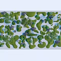 Natural Microtopography Landscape With Green Mounds Diverse Plants And Decorative Stones