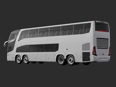 White Double Decker Bus With Large Windows And Modern Design Features 3d model
