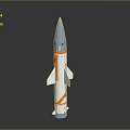 Sleek Silver Missile Weapon With Orange Stripes Pointed Nose And Tail Fins