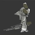 Gray Armored Robot Character In Sci Fi Mecha Design With Weapon Model 3d model