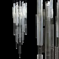 Modern Elegant Transparent Tubular Glass Chandelier with Multiple Hanging Pendant Elements