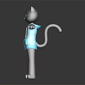 3D Black Cat Character Wearing Light Blue Hoodie in Standing Pose
