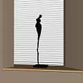 Black Human Figure Decorative Ornament Set With Base For Indoor