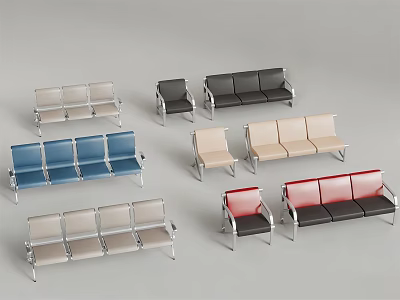 Modern Public Chairs In Various Colors And Different Styles For Public Use 3d model