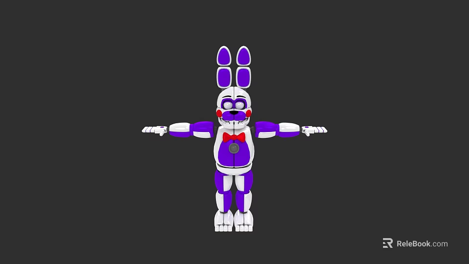 Purple And White Rabbit Character With Red Bow Tie In 3D Animated Design 3d model 