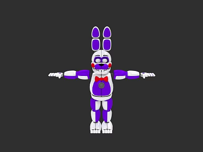 Purple And White Rabbit Character With Red Bow Tie In 3D Animated Design 3d model