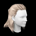 Game and Movie Character 3D Head Model With Long Blonde Hair and Center Part Design