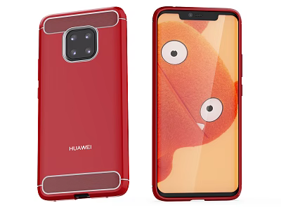 Huawei Red Smartphone Case And Protective Cover With Cartoon Character On Screen Design 3d model