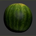 Whole Green Striped Watermelon on Gray Background for Fresh Fruit