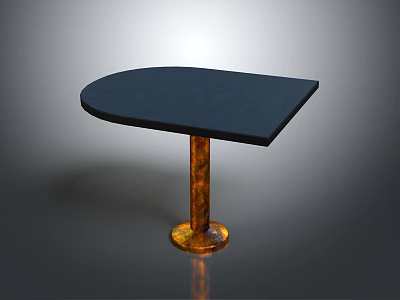 Stylish Modern Semicircular Table With Black Tabletop And Copper Base Design 3d model